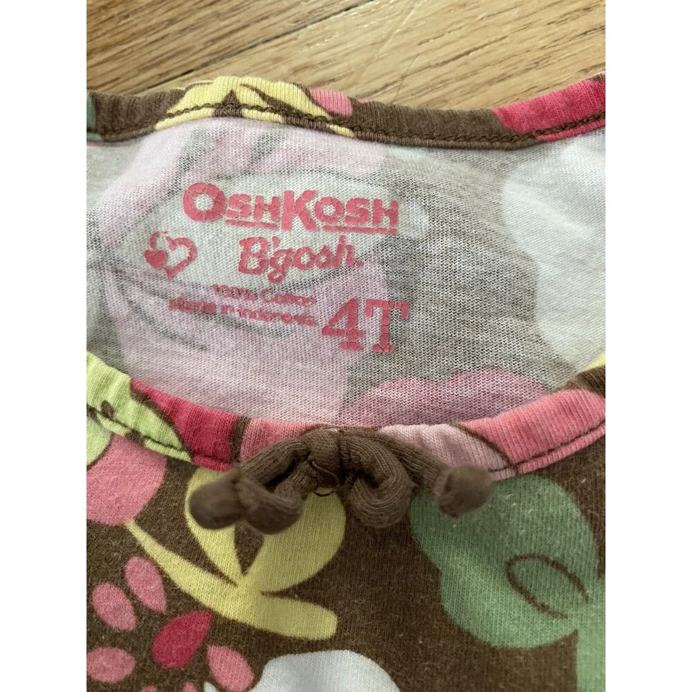 OshKosh B’gosh Girl 4T Flower Shirt Pink And Free EUC